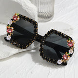 Gilly's Rhinestone Sparkling Square Frame Sunglasses Funglasses
