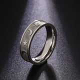 Boho Moon Star Ring Matte Gold Colour Stainless Steel Band Rings