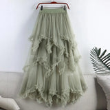 Handkerchief Layers Tulle Midi Skirt Ten Colours