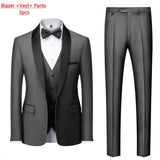 Mens Tuxedo Three Piece Suit Blazer with Trousers and Vest