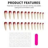 Halloween Blood Stained Bone Long Pointed Claw Press On Nails Acrylic 24pcs