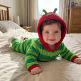 Hungry Caterpillar Baby Boys Girls Fall Winter Romper Long Sleeve Plush Costume Fleece Long Sleeve Hooded Jumpsuit