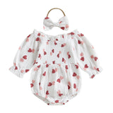 Valentines Day Easter St Patricks Christmas Baby Girls Heart Print Romper with Headband