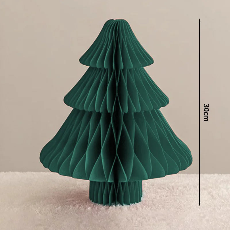 Christmas Paper Honeycomb Decorations Ball Folding Christmas Tree Table 3D Ornaments