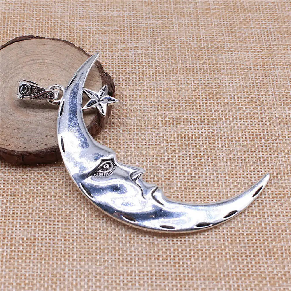 Large Moon And Star Charm For Jewellery Making 89x50mm 1pcs