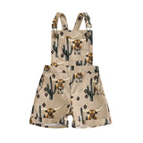 Cowboy Print Corduroy Overalls Baby Girl Summer Romper Toddler Clothes
