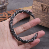 Stainless Steel Nordic Viking Norse Raven Cuff Bangle Mens Gift with Wooden Box