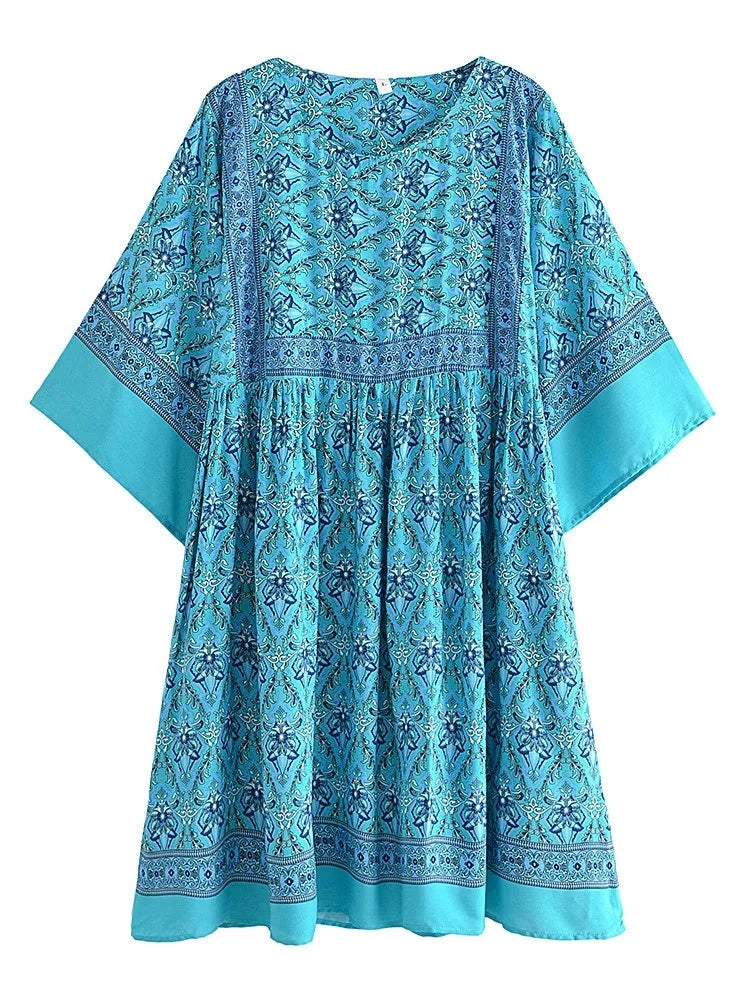 Mahleah's Boho Cotton Mini Dress Long Top