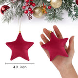 5pcs Christmas Velvet Star Ornaments Xmas Tree Hanging Decorations