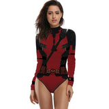 Superheroes Printed Long Sleeve Swimwear One-piece Surfing Swimsuit