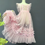 Sweet Lolita Aprons Sheer Mesh Ruffled Lace Over Layer