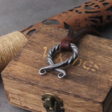 Viking Odin Rune Stainless Steel Pendant Necklace For Men with Wooden Gift Box
