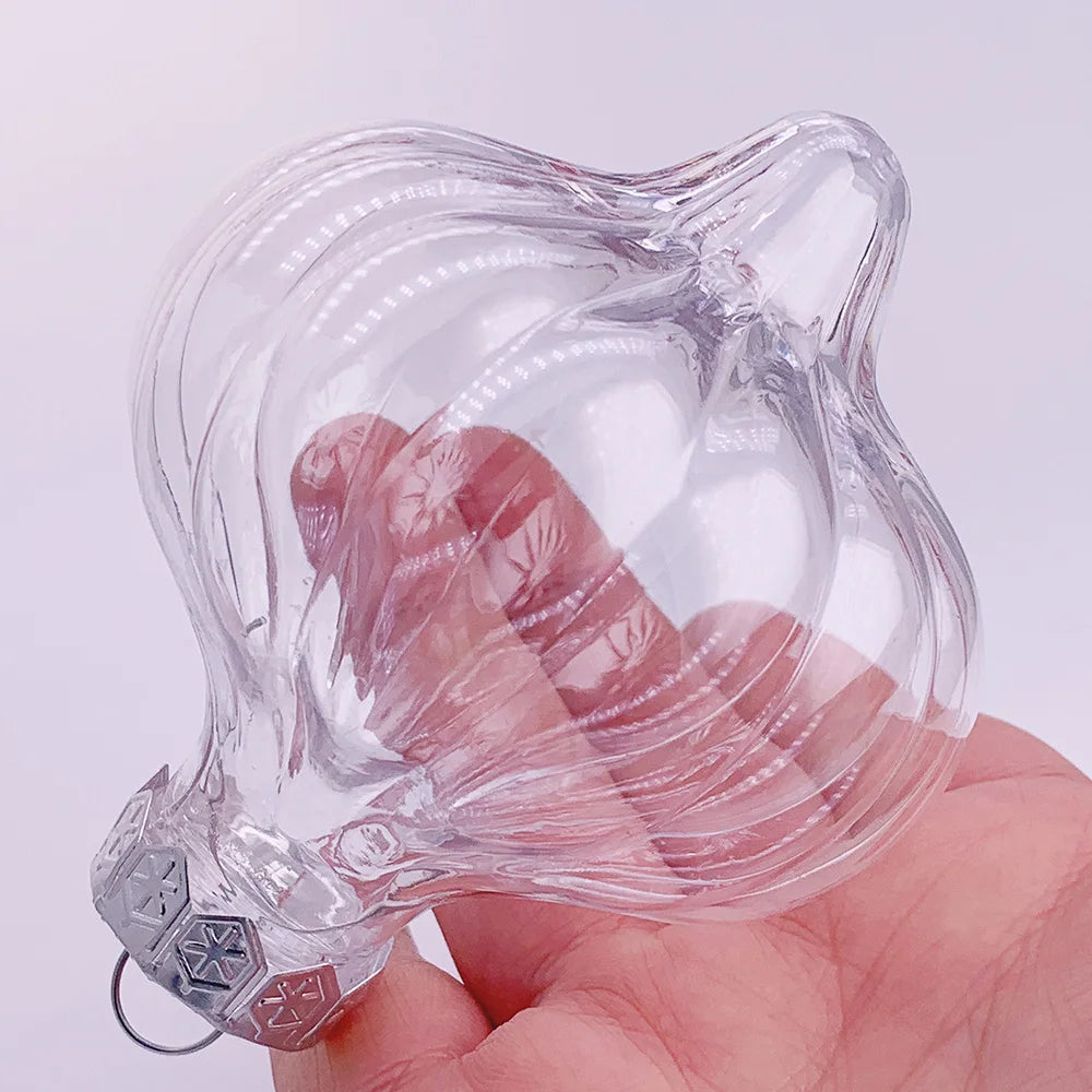 Six Shatterproof Transparent Christmas Decoration Bauble Ball Ornaments 80mm