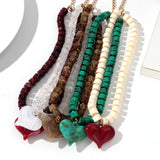 Chunky Acrylic Heart Pendant Beaded Choker Necklaces
