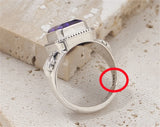 Maga's Portal Key S925 Sterling Silver Diamond Ring Square Natural Amethyst