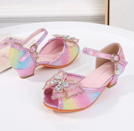 Party Shoes for Girls Glittery Butterfly Mary Jane Sandals Purple Gold Pink Blue