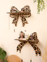 Leopard Print Bow Wall Shelf Wooden Jewellery Display Shelves