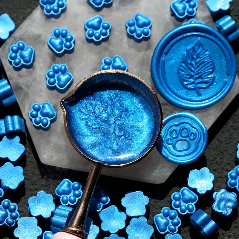 75PCS Mixed Colour Glitter Cat Paw Wax Beads for Seal Stamping