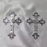 2pcs Filigree Victorian Gothic Large Cross Pendants Bat Moth DIY Jewellery Making
