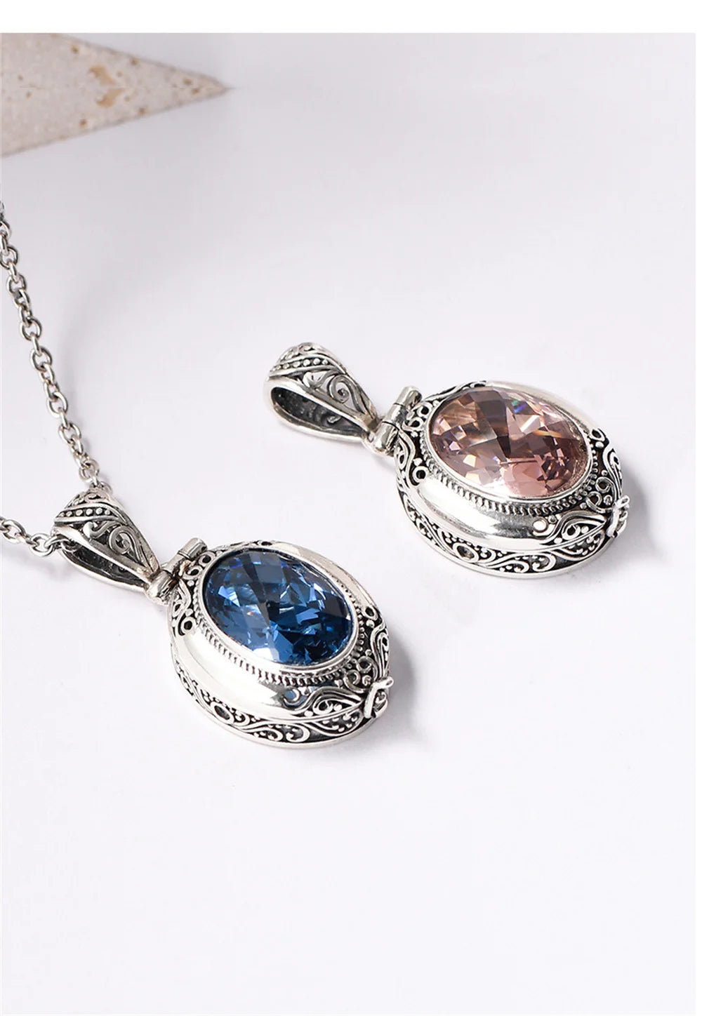 The Secret Keeper's S925 Sterling Silver Locket Pendant Zircon Crystal