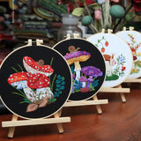 DIY Mushroom Embroidery Kit with Hoop Beginner Needlework Set