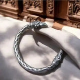 Stainless Steel Nordic Viking Norse Raven Cuff Bangle Mens Gift with Wooden Box