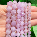 Natural Faceted Purple Angelite Stone Chalcedony Jades Beads for DIY Jewellery Making