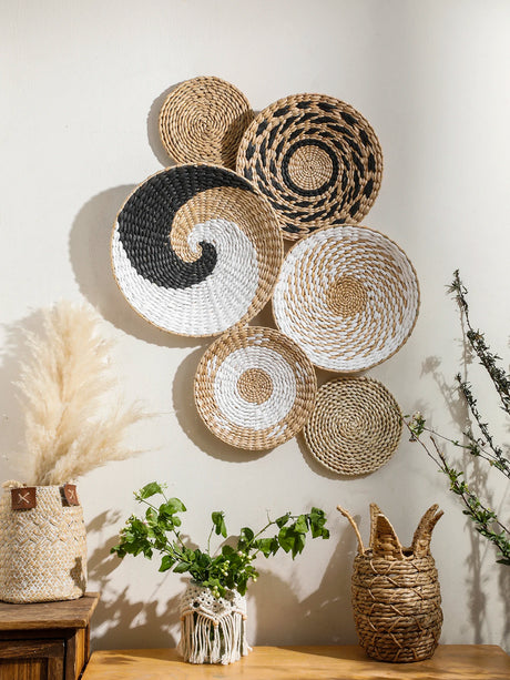 Seagrass Wall Basket Boho Home Decoration Handmade Natural Wall Art