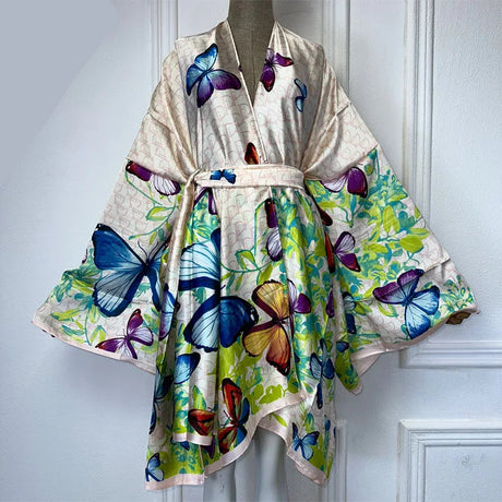 Butterflies Bohemian Belted Kimono Wrap Dress