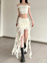 Lace Skirts Irregular Hem Multi-Layered Ruffles