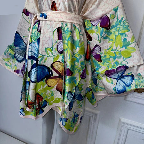 Butterflies Bohemian Belted Kimono Wrap Dress