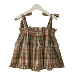 Mushroom Green Plaid Ruffle Top Y2k Goblincore