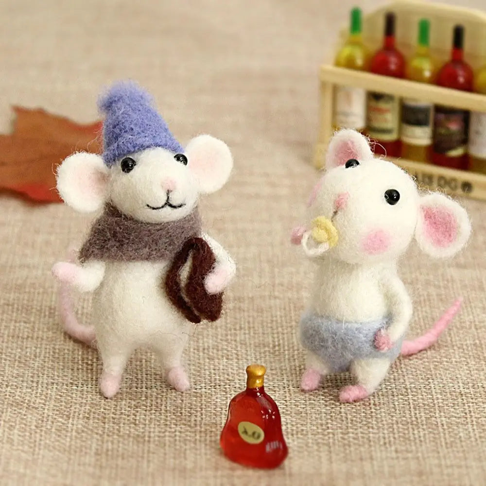 Wool Felting Activity Set Mouse Toy Doll Wool Poked Needle DIY Kit Package