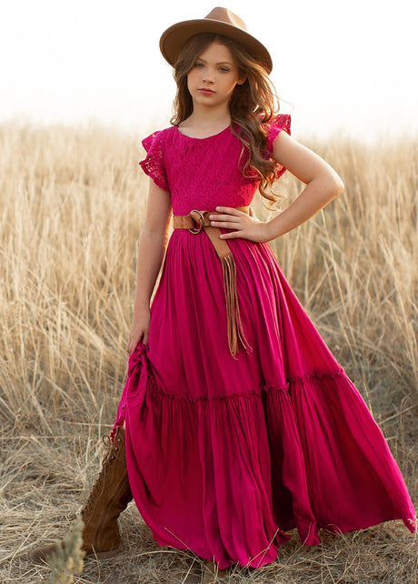 Girls Maxi Lace Chiffon Photoshoot Dresses For 3-15 Years