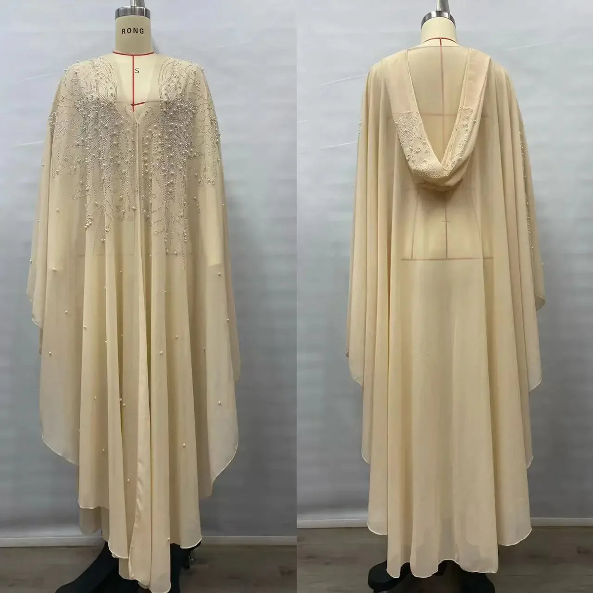 Sparkly Thin Hooded Cloak Cape Dress Stage Performer Cover Up