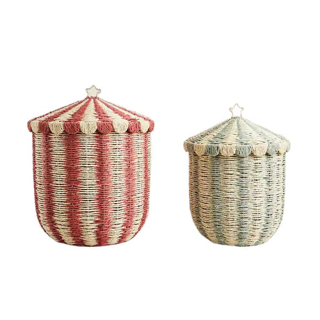 Vintage Circus Floor Storage Wicker Basket Laundry Basket Toy Organiser