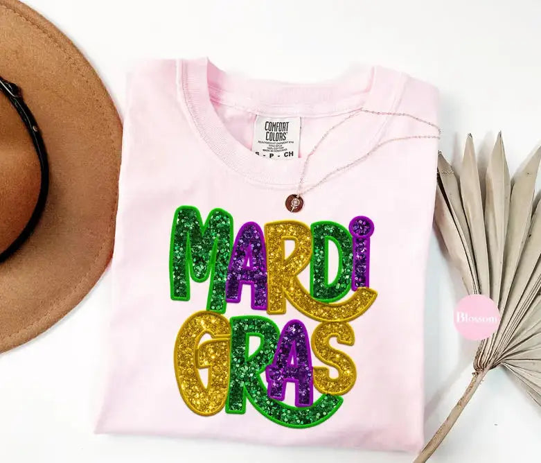 Faux Sequin Mardi Gras T-Shirt
