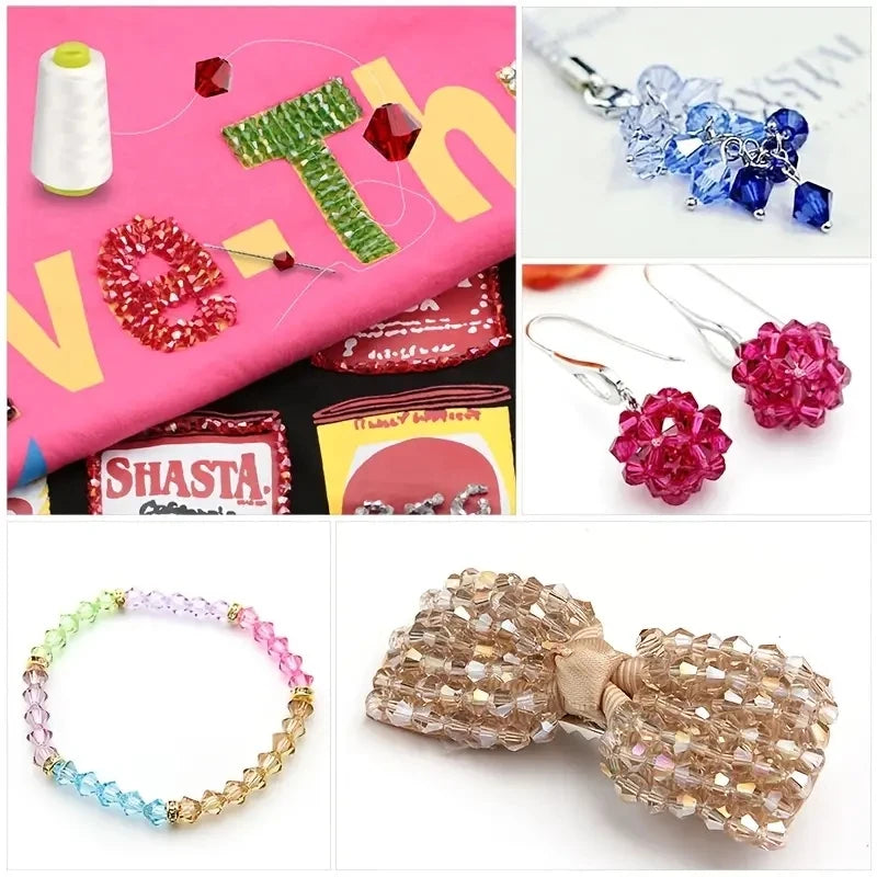 3 4 6mm Bicone Crystal Beads Box Multi-faceted Set 15 Grid Loose Spacer Kit for Jewellery Making DIY