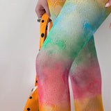 Dopamine Colour Gradient Tights Lace Mesh Pantyhose Stockings