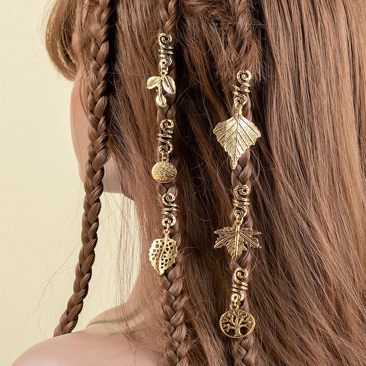 6pcs/set Gold Hair Braid Rings Dreadlock Beads Cuff Clips