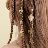 6pcs/set Gold Hair Braid Rings Dreadlock Beads Cuff Clips