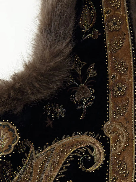 Dharma's Bead Stitched Vest Faux Fur Lined Vest