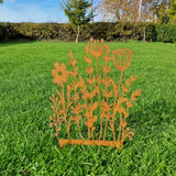 Rusty Metal Wildflower Stake Garden Decor