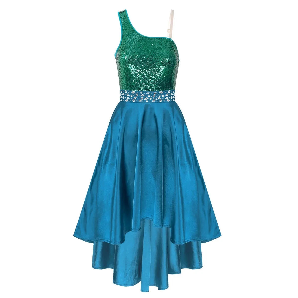 Adult Sparkly Sequin Ballet Tutu Gymnastics Leotard Dance Dress Asymmetrical Lyrical Dance Costumes