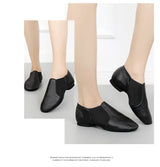 Genuine Leather Jazz Dance Shoes Brown Black Anti-Slip Latin Dance Practice Sneakers