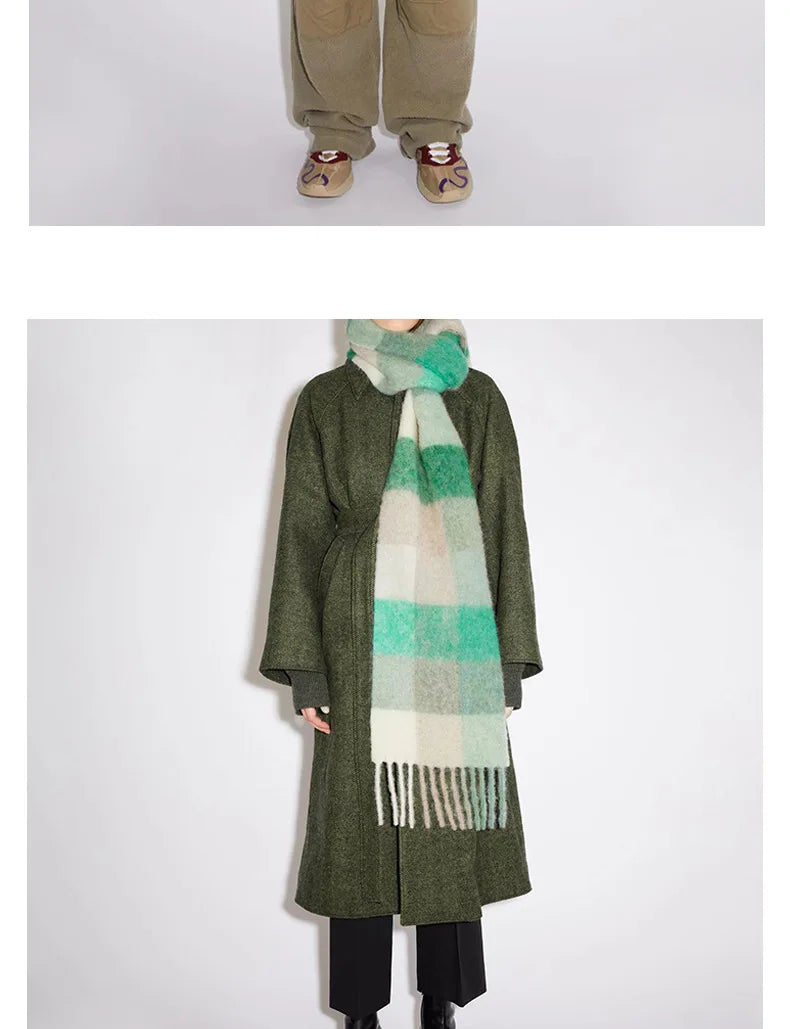 Colour Blocks Autumn Winter Plaid Scarves Imitation Cashmere Mohair