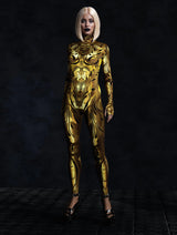Nocturnal Enigma CyberPunk Armour Bodycon Jumpsuit Cosplay Costume Halloween Festival Fit Zentai Suit