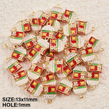 5pcs Christmas Charm Enamel Apple Socks Bell DIY Pendant Charms For Jewelry Making Keychain Earrings Bulk Handmade Material Gift