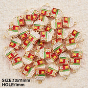 5pcs Christmas Charm Enamel Apple Socks Bell DIY Pendant Charms For Jewelry Making Keychain Earrings Bulk Handmade Material Gift
