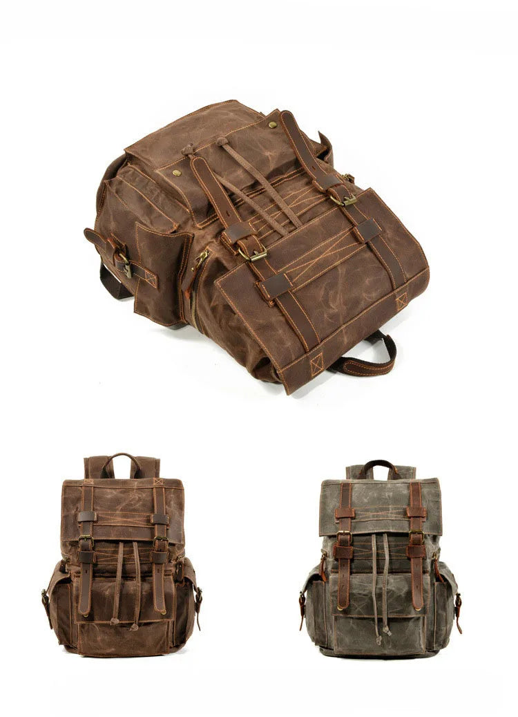 Indiana's Vintage Leather Canvas Backpack